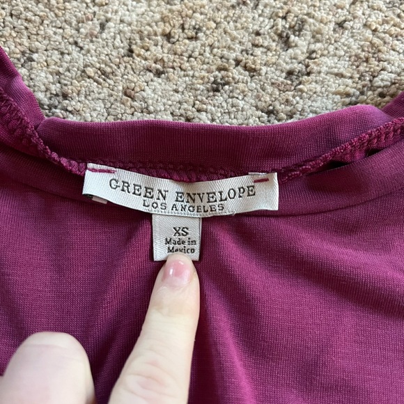 Pink/Purple Tie Blouse with Layered Short Sleeves - Picture 6 of 6